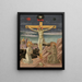 The Crucifixion with Saint Jerome and Saint Francis - Francesco Pesellino — framed artwork on a wall