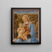 La Vierge et l'Enfant assis sur le rebord d'une fenêtre Un paysage au-delà - Francesco Pesellino — framed artwork on a wall