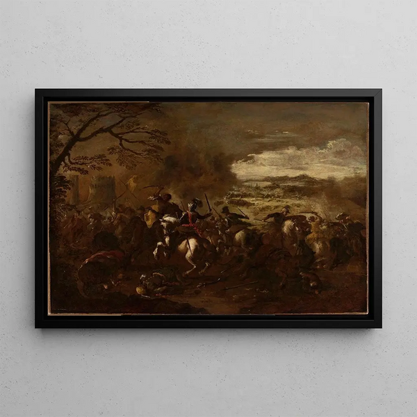 A Battle Scene - Francesco Simonini — framed artwork on a wall