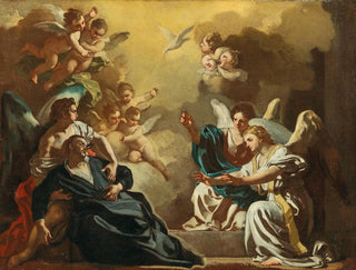 Saint Philip Neri receiving the Holy Spirit in the catacombs of Saint Sebastian - Francesco Solimena — artwork view
