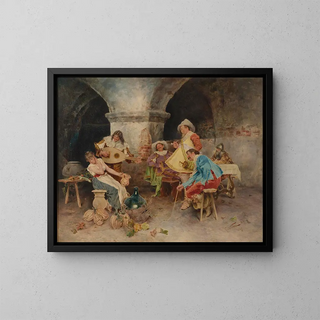 Serenade at the Tavern - Francesco Vinea — framed artwork on a wall