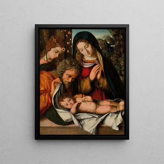 La Sainte Famille - Francesco Zaganelli da Cotignola — framed artwork on a wall
