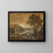 a landscape with shepherds resting under a tree near a waterfall - Francesco Zuccarelli — framed artwork on a wall