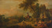 Landscape painting with peasants, fountain, and rider - Francesco Zuccarelli — artwork view