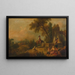 Landscape painting with peasants, fountain, and rider - Francesco Zuccarelli — framed artwork on a wall