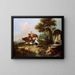 Landscape painting with a fountain, figures, and animals - Francesco Zuccarelli — framed artwork on a wall