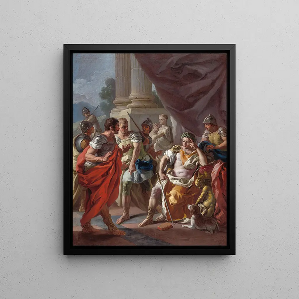 Alexandre condemns false praise - Francesco de Mura — framed artwork on a wall
