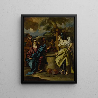 The Christ and the Samaritan at the Well - Francesco de Mura — framed artwork on a wall