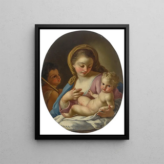 The Virgin and Child with the Little Saint John the Baptist - Francesco de Mura — framed artwork on a wall