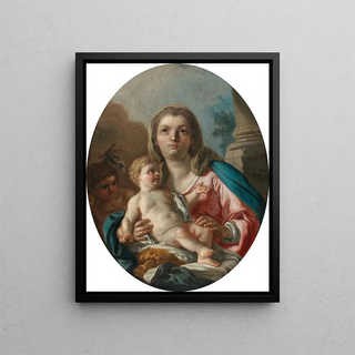 The Virgin and Child with the Little Saint John the Baptist (Conflict of Cases) - Francesco de Mura — framed artwork on a wall