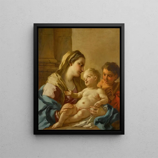 the Virgin and Child with the little Saint John the Baptist - Francesco de Mura — framed artwork on a wall