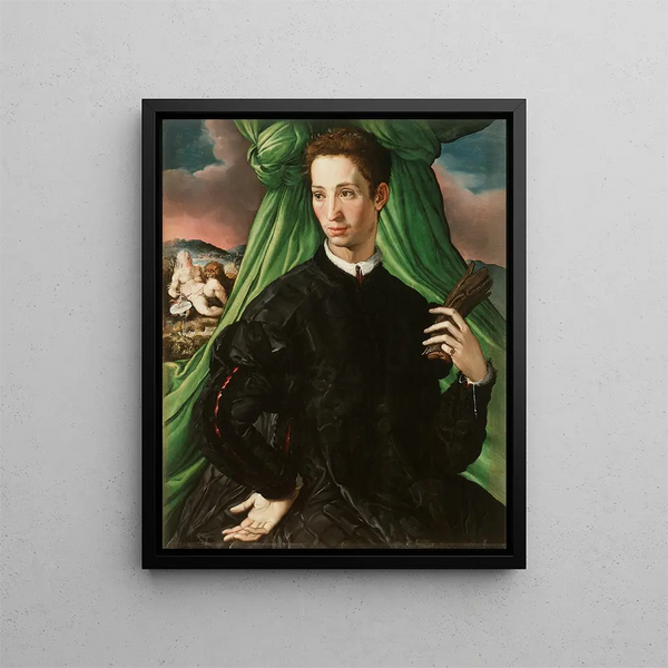 Portrait of a Florentine nobleman - Francesco de Rossi — framed artwork on a wall