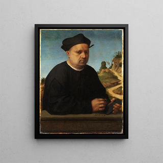 Portrait of a jeweler - Franciabigio — framed artwork on a wall