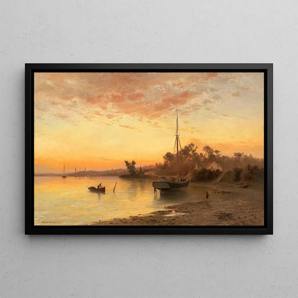 the seaside, New Jersey coast - Francis Augustus Silva — framed artwork on a wall