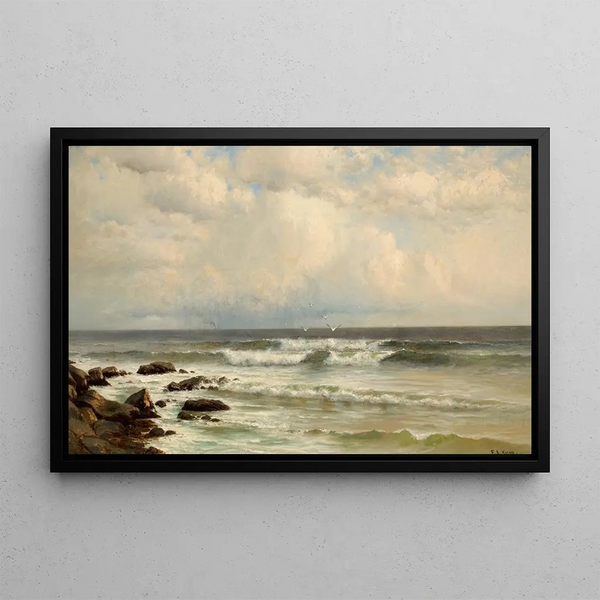 Vents d'été, plage de Long Branch, New Jersey - Francis Augustus Silva — framed artwork on a wall