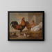 Domestic hens and roosters painting - Francis Barlow — framed artwork on a wall