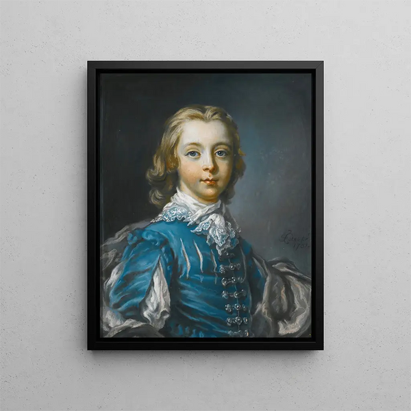Portrait painting of a boy, probably Peter Benet Legh, born in 1742 - Francis Cotes — framed artwork on a wall
