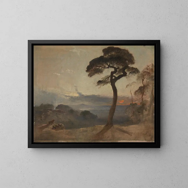 Sunset over Hampstead Heath - Francis Danby — framed artwork on a wall