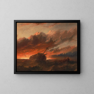 Shipwreck - Francis Danby — framed artwork on a wall