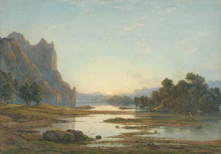 Francis Danby - Sunset over a River Landscape.webp