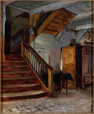 Interior of the room with spiral staircase - Francis Davis Millet — artwork view