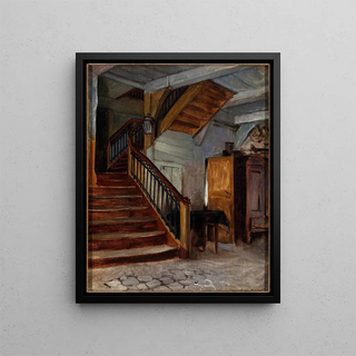 Interior of the room with spiral staircase - Francis Davis Millet — framed artwork on a wall