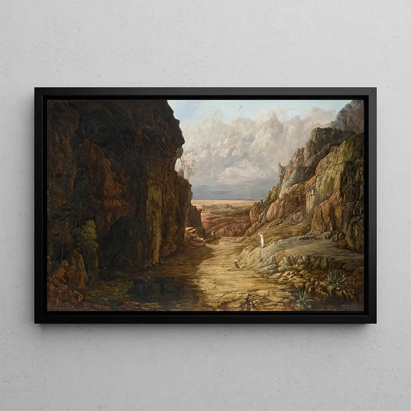 Agar and Ismaël in a distant rocky landscape - Francis Gold — framed artwork on a wall