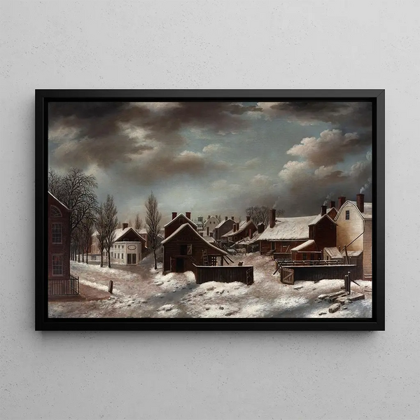 Winter Scene in Brooklyn - Francis Guy — framed artwork on a wall
