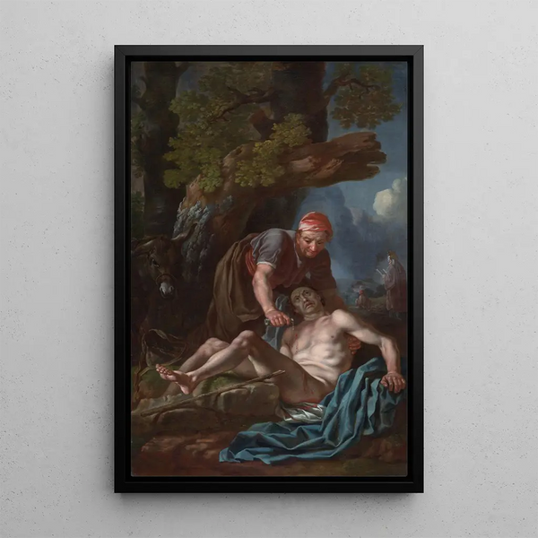 The Good Samaritan - Francis Hayman — framed artwork on a wall