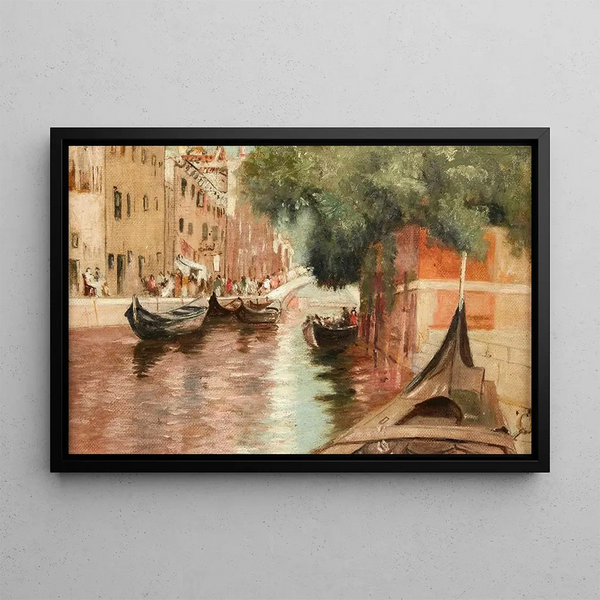 Canal Scene - Francis Hopkinson Smith — framed artwork on a wall