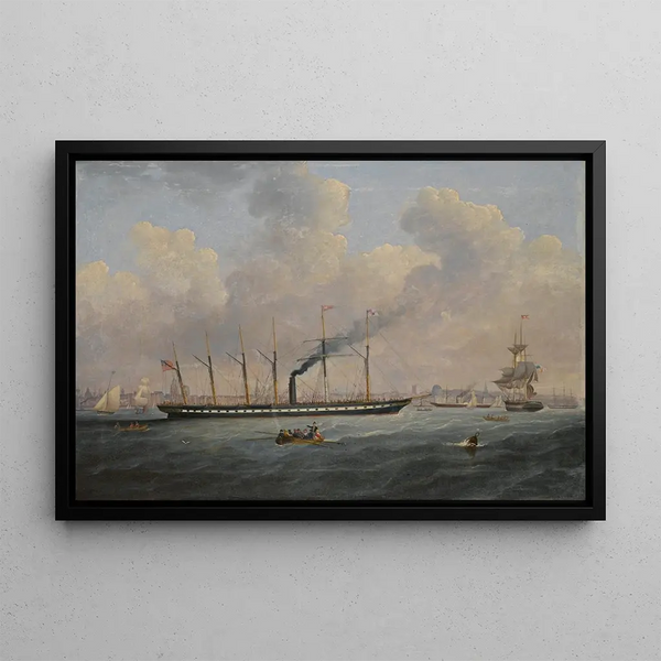 The SS Great Britain off Liverpool displaying the Atlantic flag - Francis Hustwick — framed artwork on a wall