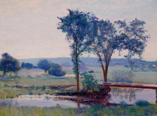 Landscape painting with a lake - Francis J Flanagan — artwork view