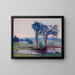 Landscape painting with a lake - Francis J Flanagan — framed artwork on a wall