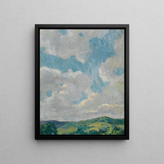 Study of clouds from the hills of Litchfield, Connecticut - Francis Luis Mora — framed artwork on a wall