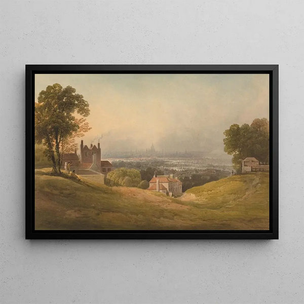 London from Blackheath - Francis Nicholson — framed artwork on a wall