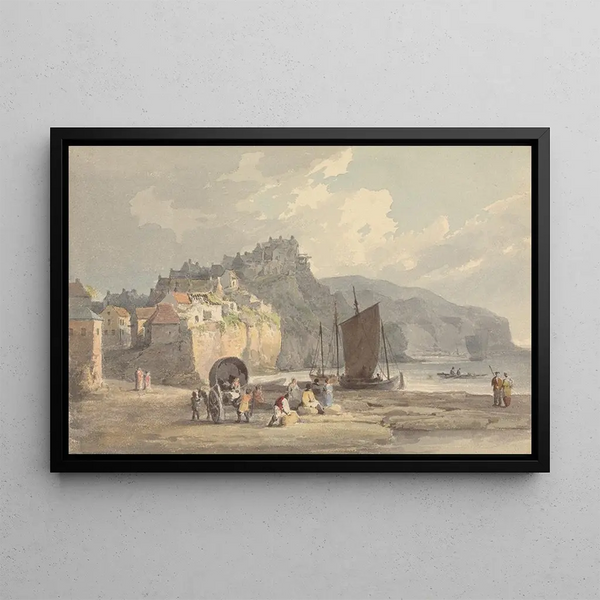 Robin Hood's Bay Yorkshire - Francis Nicholson — framed artwork on a wall