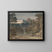 Landscape painting with castle, waterfall, and stream in the foreground - Francis Oliver Finch — framed artwork on a wall