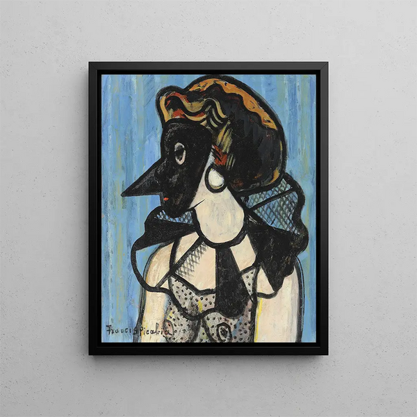 Woman with Mask - Francis Picabia — framed artwork on a wall