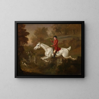 The Major Spode Crossing a Fence - Francis Sartorius — framed artwork on a wall