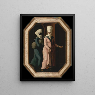 A Turkish lady going to the bath with her slave - Francis Smith — framed artwork on a wall
