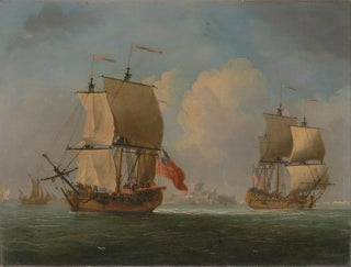 An English sloop and a frigate in a light breeze - Francis Swaine — artwork view