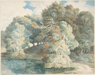 Trees by the lake Peamore Park near Exeter in Devon - Francis Towne — artwork view