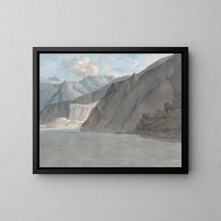 Vue du lac de Côme avec le mont Leoni - Francis Towne — framed artwork on a wall