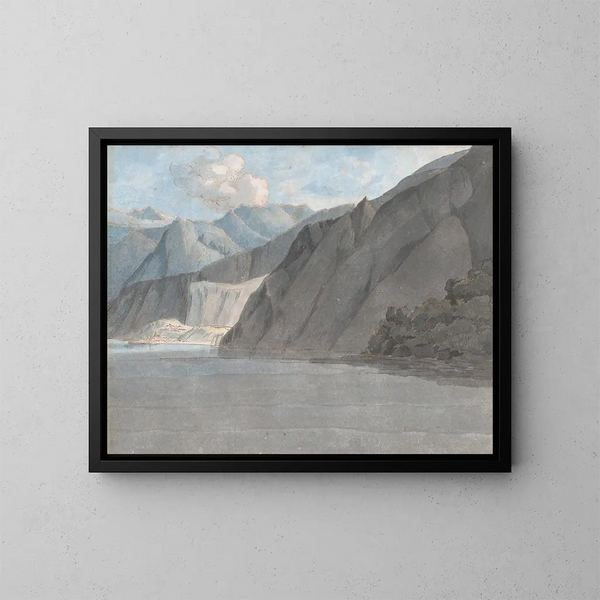 Vue du lac de Côme avec le mont Leoni - Francis Towne — framed artwork on a wall
