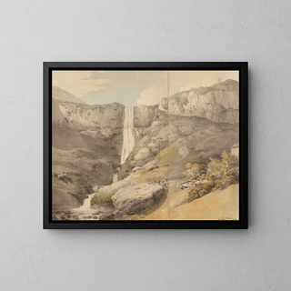 View of the Rhydaer - Francis Towne — framed artwork on a wall