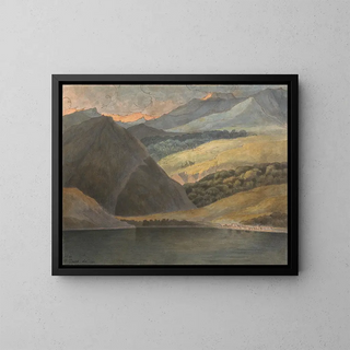 View of Lake Maggiore at Twilight - Francis Towne — framed artwork on a wall