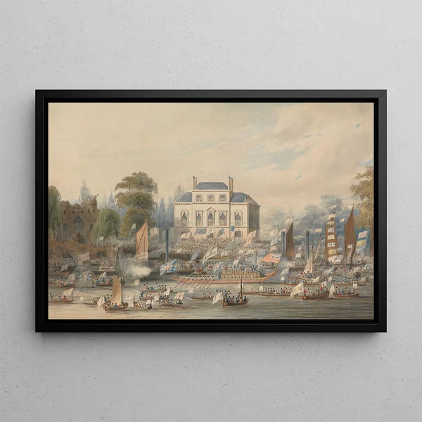 Procession of the boatmen and lightermen at Southwark - Francis Vincent — framed artwork on a wall