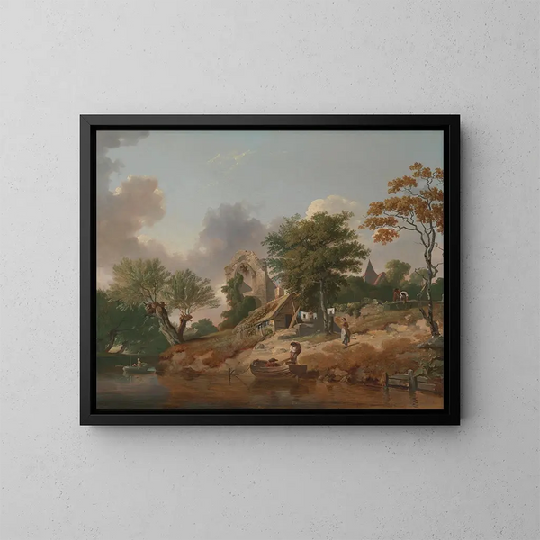 View on the Medway - Francis Wheatley — framed artwork on a wall