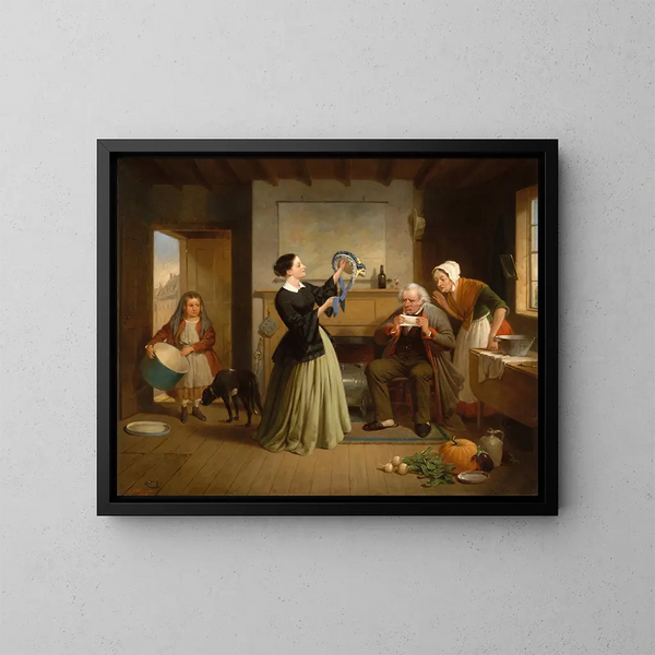 The New Bonnet - Francis William Edmonds — framed artwork on a wall