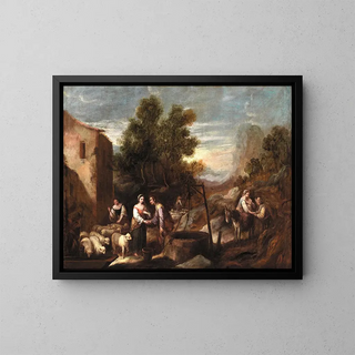 Jacob and Rachel - Francisco Antolínez y Sarabia — framed artwork on a wall